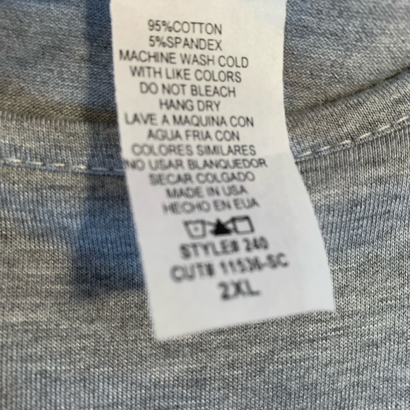 MOA Collection Grey Scoop Neck Short Babydoll Empire Waist Elbow Sleeves 2XL - Picture 5 of 6